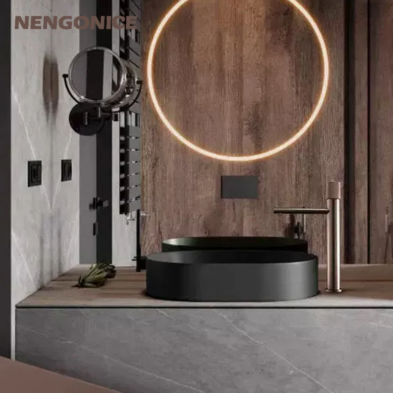 Bathroom Basin Faucet Mixer Washbasin Shower Room Counter Basin Ceramic Toiletries Smart Bath wc Tapple Hot & Cold Matt Black bathroom basin faucet
