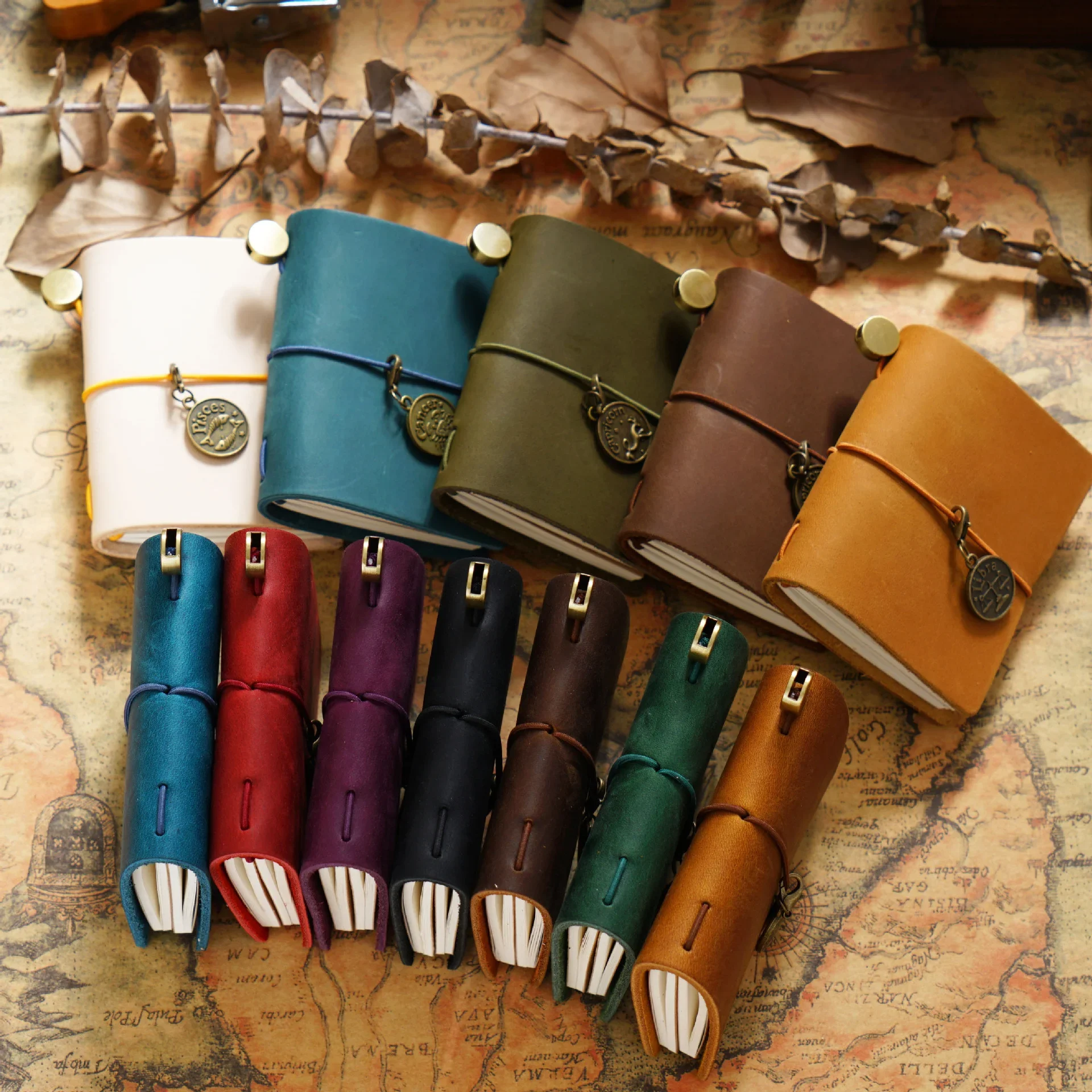 Genuine Leather Traveler's Notebook Handmade Diary Cowhide Pocket Planner Notebooks for Students Stationery 5