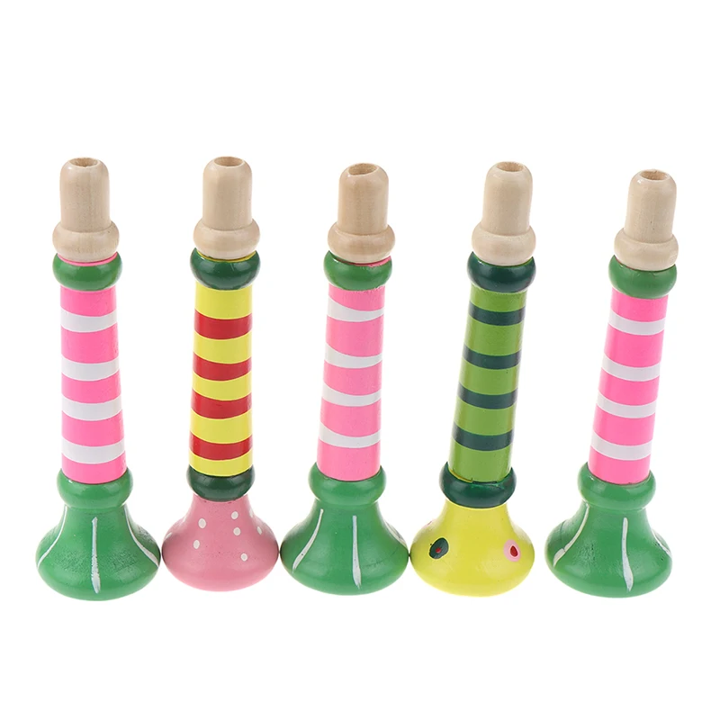Musical Instruments 1Pc Wooden Trumpet Piccolo Flute Small Speakers Kid Musical Instrument Education Toy Safe Non-toxic Trumpet Piccolo 13x3.5x1.5cm