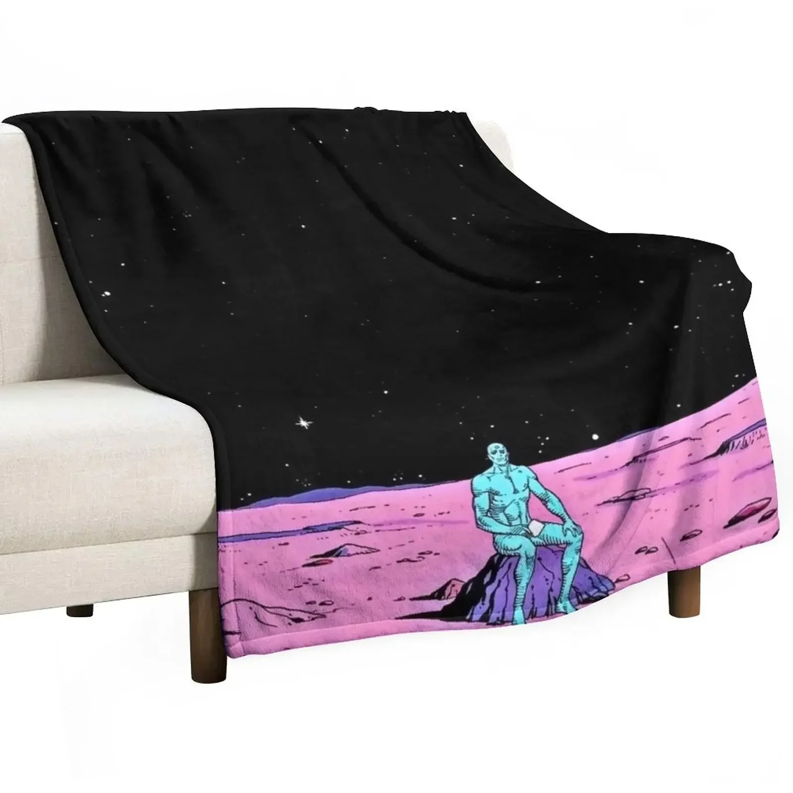 

(Fixed) Dr. Manhattan sitting on mars (comic) Throw Blanket manga Soft Furrys Luxury Thicken Blankets