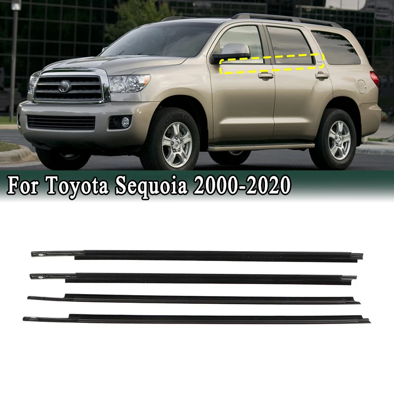 For Toyota Sequoia 2000- Side Door Window Glass Weatherstrip Rubber Belt Moulding Trim Sealing Exterior Weather Stripers