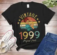 

Vintage 1999 T-Shirt Made in 21st birthday years old Gift for Girl Wife Mom birthday idea Retro Classic Tshirt 100% cotton y2k