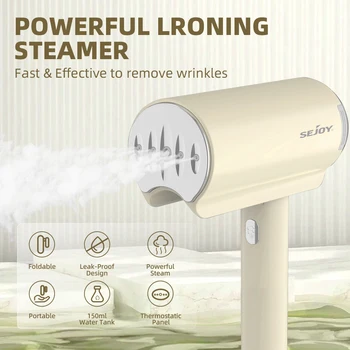 Sejoy Handheld Garment Steamers 150ml Portable Fabric Steamer 1000W Fast Heat Steam Iron Cleaner for Home Travel 220v/110v 1