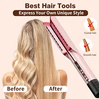Lisseur et sèche-cheveux 2 en 1, lisseur à ions négatifs, utilisation sur cheveux secs et humides, moteur sans balais haute vitesse, brosse lissante 4