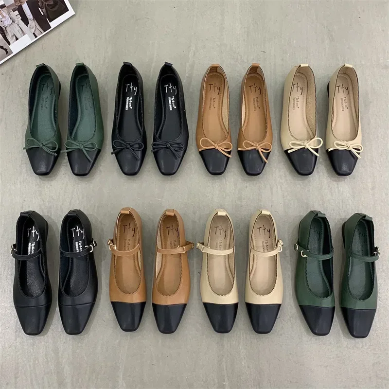 

New Flats Shoes Women Low Heel Ballet Square Toe Shallow Shoe Female Shoes Slip on Loafer Round Toe Ballet Flat Shoes Zapatos