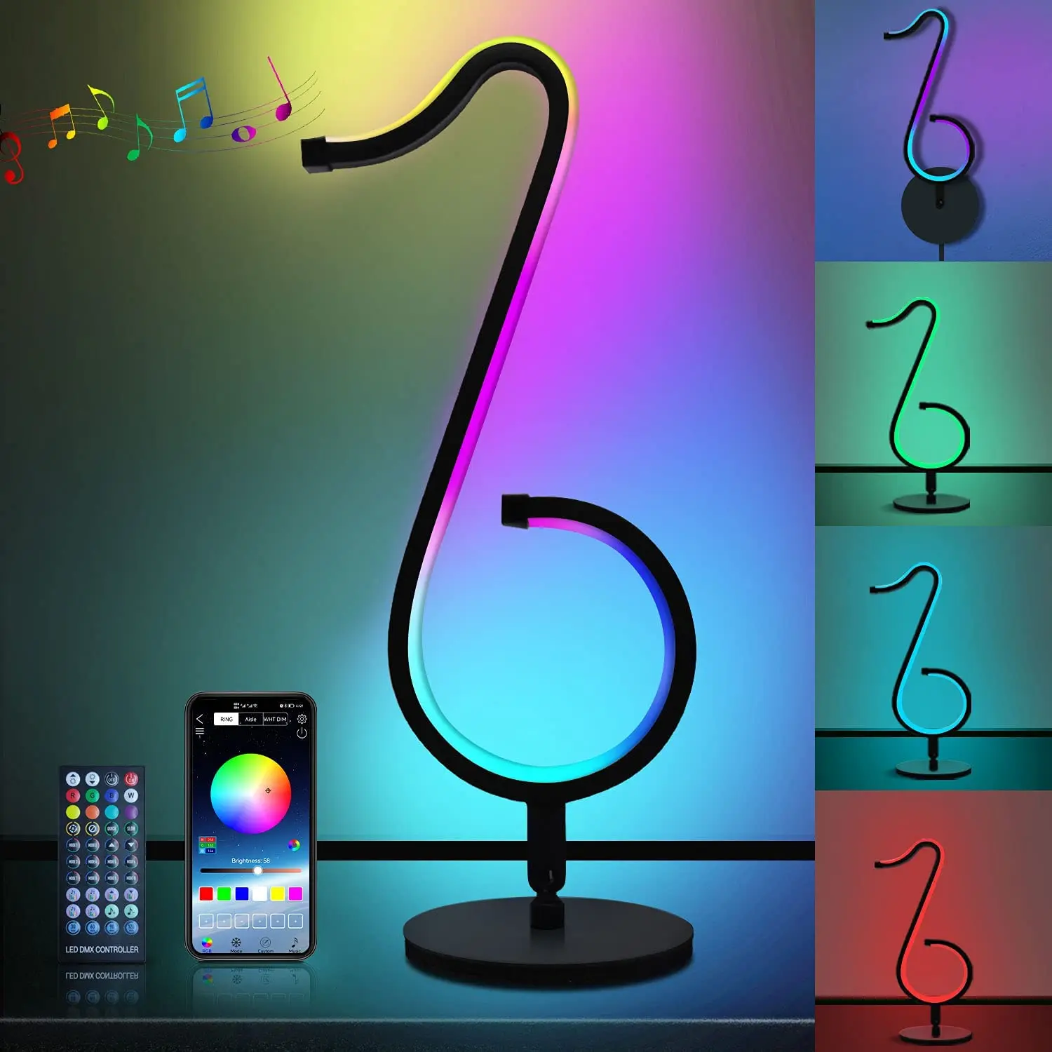 

Умная настольная лампа, RGB-подсветка, 1000 + режимы изменения цвета, приглушаемая лампа управления через приложение с 210 режимами сцены и 255 музыкальными режимами
