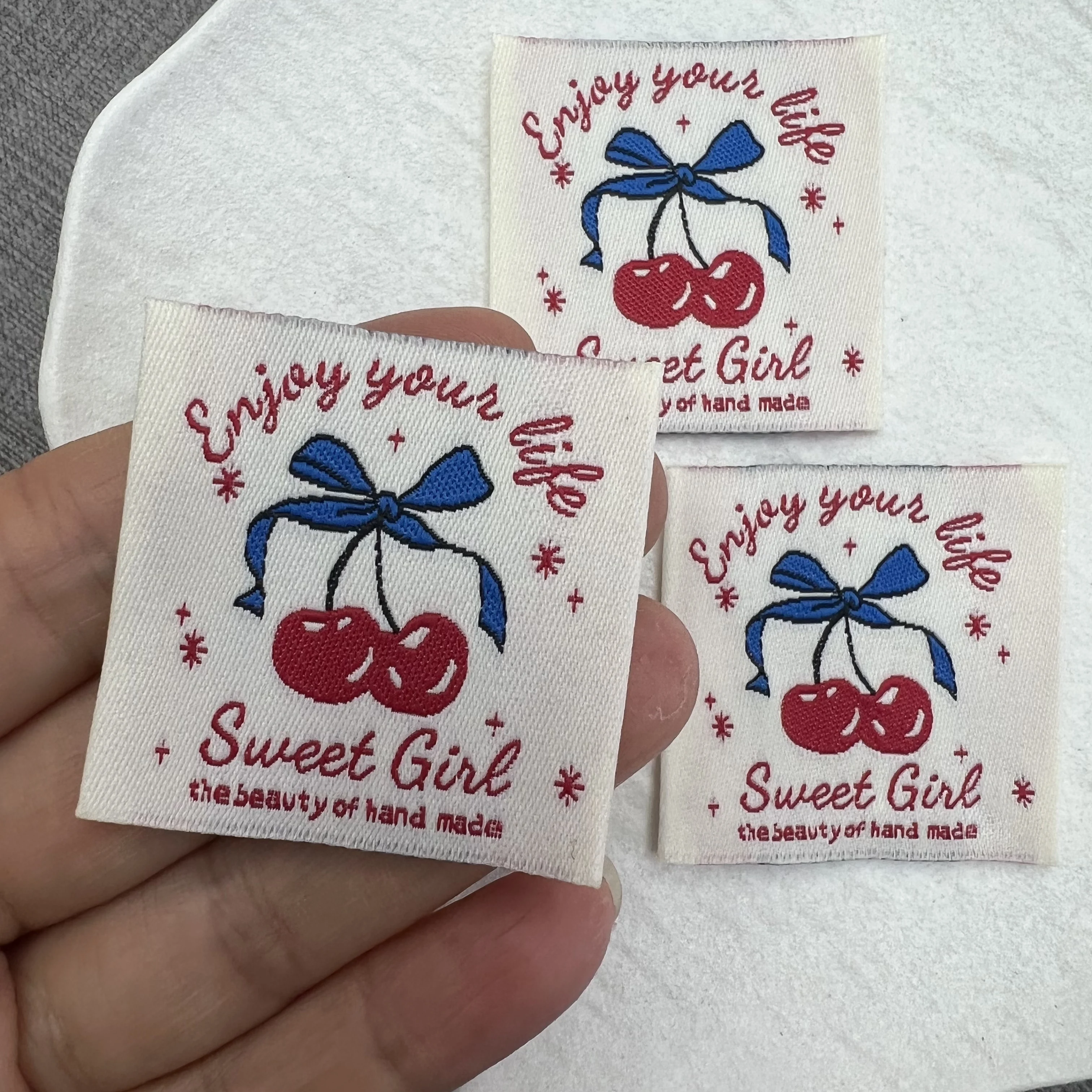 Sweet Style Woven Clothing Labels, Cute Cartoon Sock Bands & Apparel Tags, Versatile DIY Fabric Patches for Garments