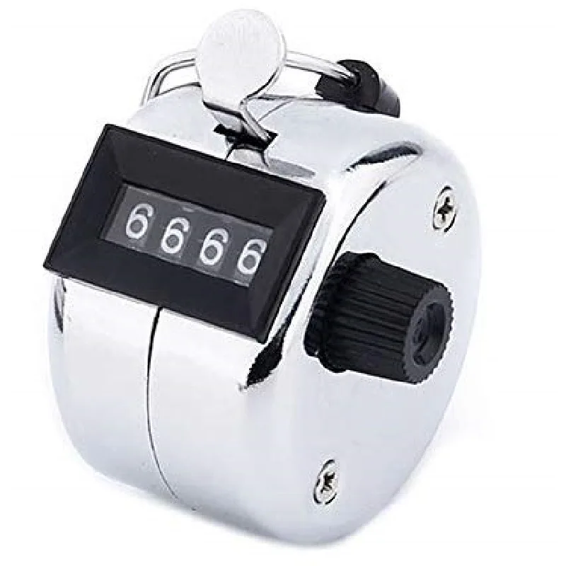 4 Digit Hand Tally Metal Counter Stainless Steel Mechanical