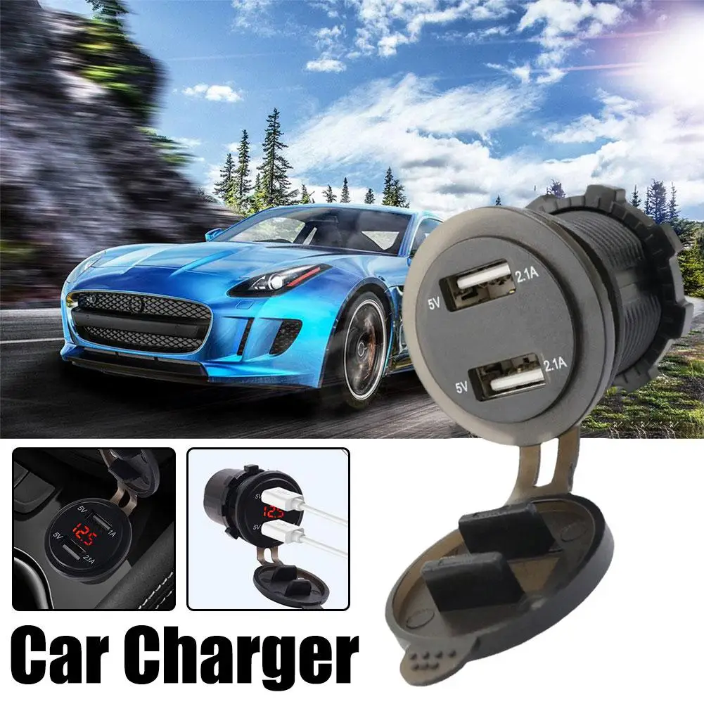 

Lighter Sockets Power Plug 12-24V/4.2A Dual USB Car Lighter Cigarette Sockets Power Outlet Display Digital Plug Charger H1Y9