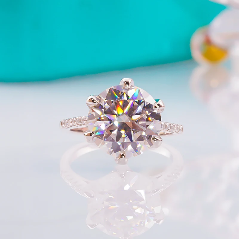 

5 Carat Moissanite Diamond Ring S925 Sterling Silver with Platinum Plated Fine Jewelry for Women Gift Wedding with Certificate