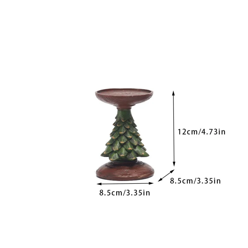 Green Christmas Decorative Ornament Snow Pine Christmas Tree Candle Holder Tabletop Living Room Decoration Christmas Gift