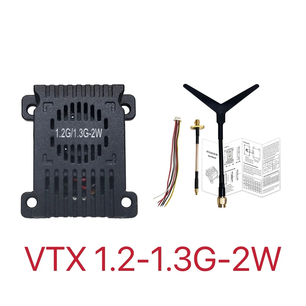 

VTX 1.2G 1.3G 2W FPV Video Transmitter VTX-2W 1CH 9CH Wid Band Video Receiver for FPV RC Racing Drone Goggles