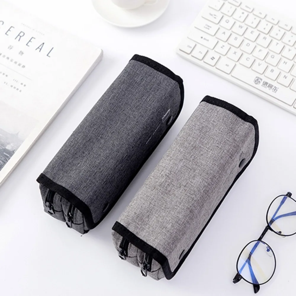 

Large Capacity Double Layers Pencil Case Durable Canvas Waterproof School Pencil Cases Korean Stationery Pen Case
