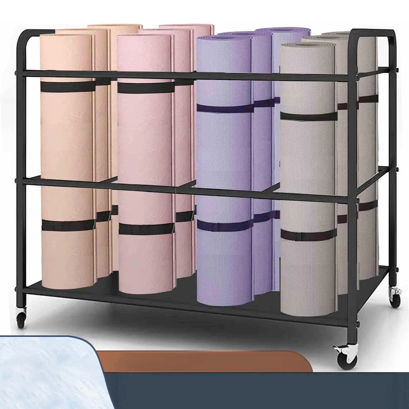 מדף אחסון מזרנים ליוגה ציוד תרגול אביזרים מרובי תכליתי עם