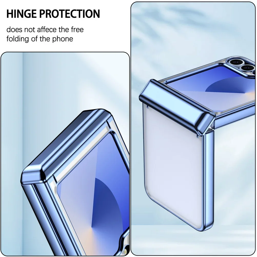 Luxury Electroplated Transparent Shockproof Case with Folding Hinge Protection