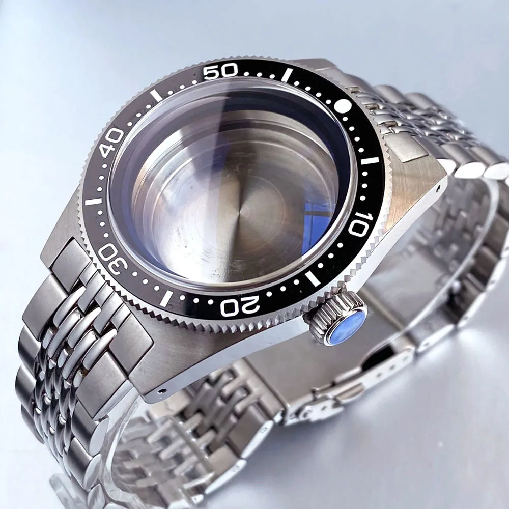 Vintage Style Automatic Watch Case with Bracelet & AR Domed Sapphire Glass - Stainless Steel Watch Parts