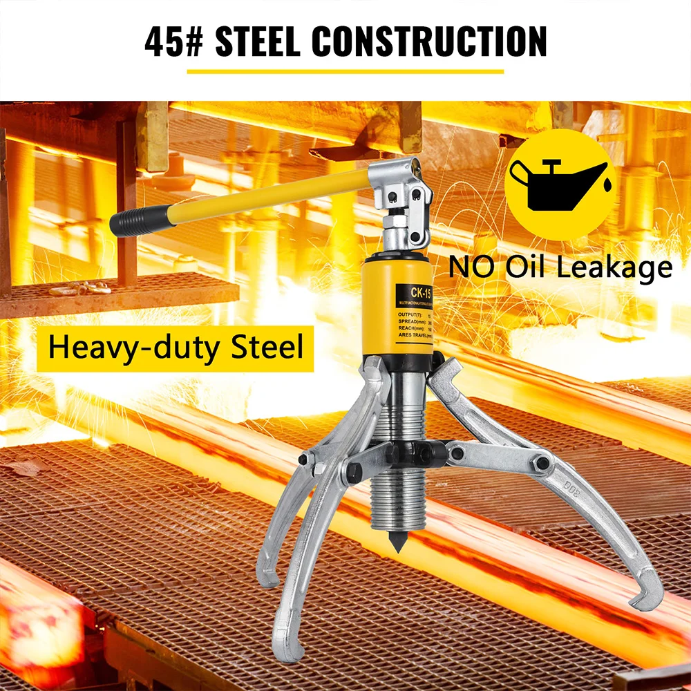 VEVOR Hydraulic Gear Puller, 10/15 Ton Capacity Hydraulic Puller, 3 Jaws Bearing Hub Separator, for Pulling Hubs,Gears, Bearings 2