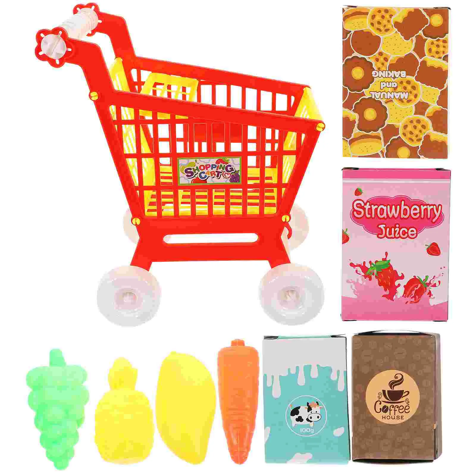 Play House Toy Plastic Shopping Trolley Child Supermarket Puzzle Fake Cart Funny Abs Small 4