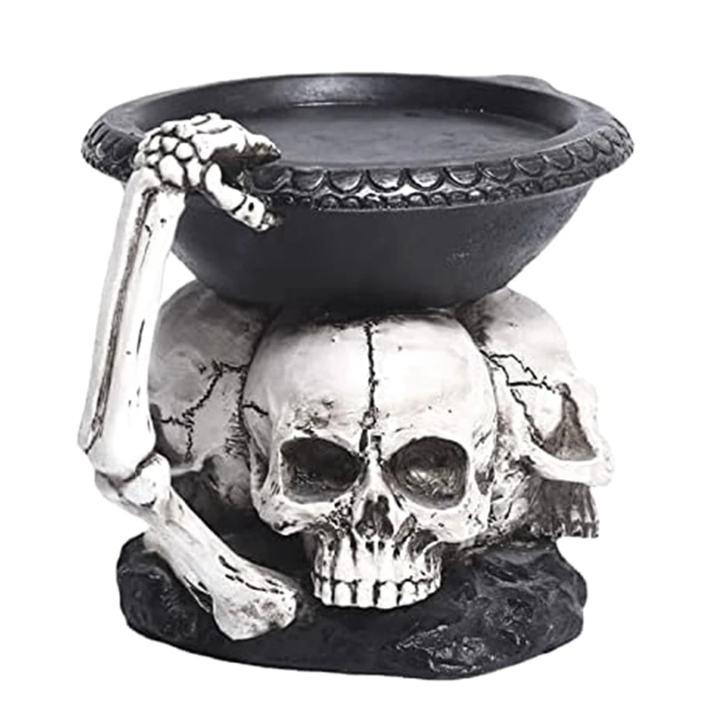 Skull Candle Holder Skeleton Candlestick Holder Resin Candlestick Craft For Halloween