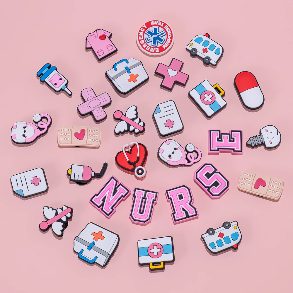 Medical Charms Crocs Jibbitz Doctor Shoe Buckle Nursing Jibbitz For Crocs  50/100PCS Pink Style Medical