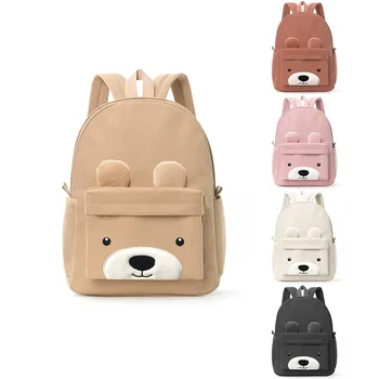 Corduroy Children's Backpack Elementary School Bag Fashion Casual Bear Backpack Large Capacity Backpack 1