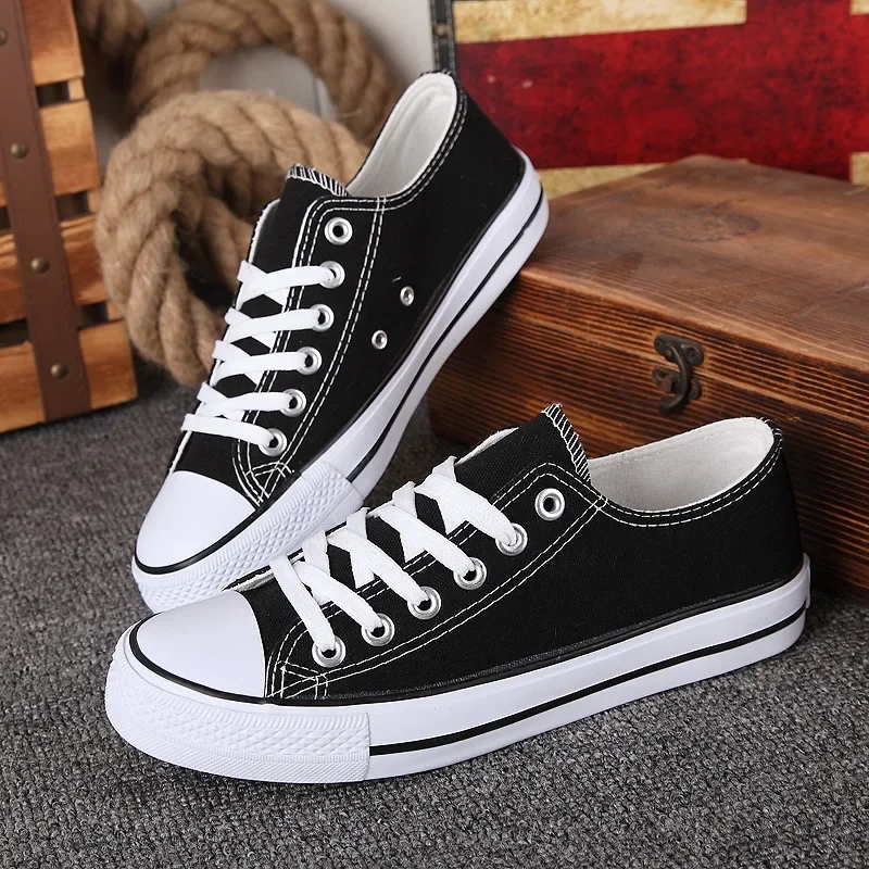

Evergreen canvas shoes female couple of students casual sports shoes men flat low-top breathable vulcanized rubber shoes