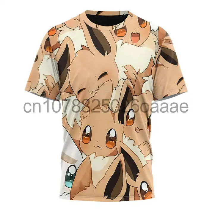 

Pokemon Cute Pikachu Men's and Women's 3D T-shirts Sports and Leisure Children's Short Sleeves