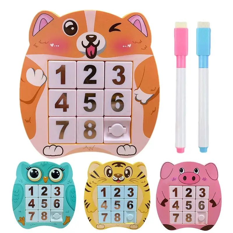 Number Slide Puzzles Brain Puzzle Games Math Learning Board Toy Preschool Educational Toys Jigsaw Puzzle Toy For Kids And Adults unique wooden animal jigsaw puzzles adults wolf lion pattern 3d puzzle interactive games learning toy for kids educational toys