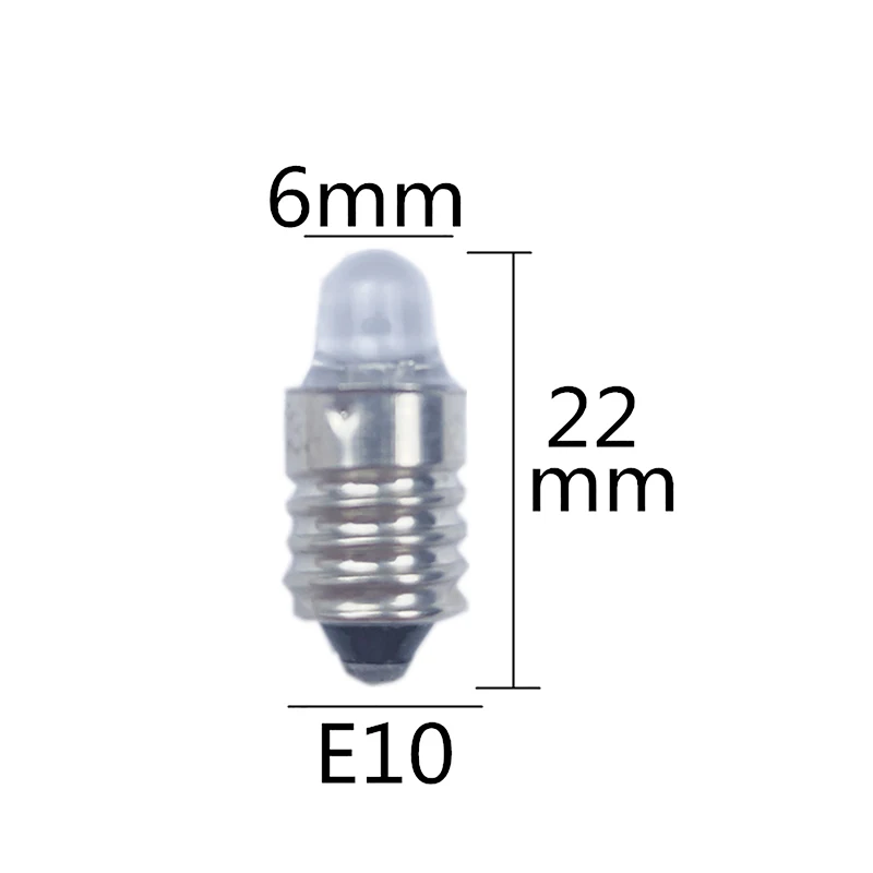 2개 E10 LED 손전등 전구 DC 3V 6V 계기판 전구 표시등 교체용 토치 전구 자전거 램프 따뜻한 백색 백색