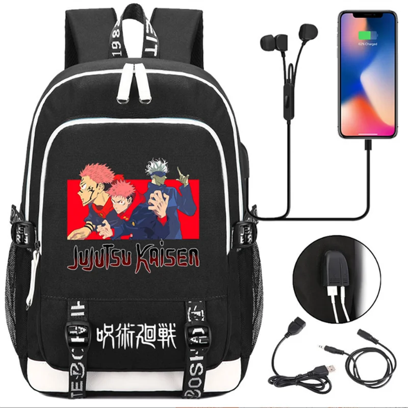 

Anime Jujutsu Kaisen Backpacks Teenarges Book Schoolbag Unisex Fashion USB Charge Port Laptop Travel Shoulder Outdoor Mochila