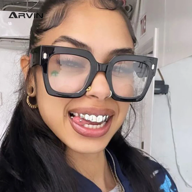 Oversized Square Big Glasses Frame Women Men Transparent Anti Blue Rays Optical Eyeglasses Male Vintage Gaming Computer Glasses anti blue light glasses eyeglasses frames anti radiation glasses eyewear frames women glasses fashion eyeglasses