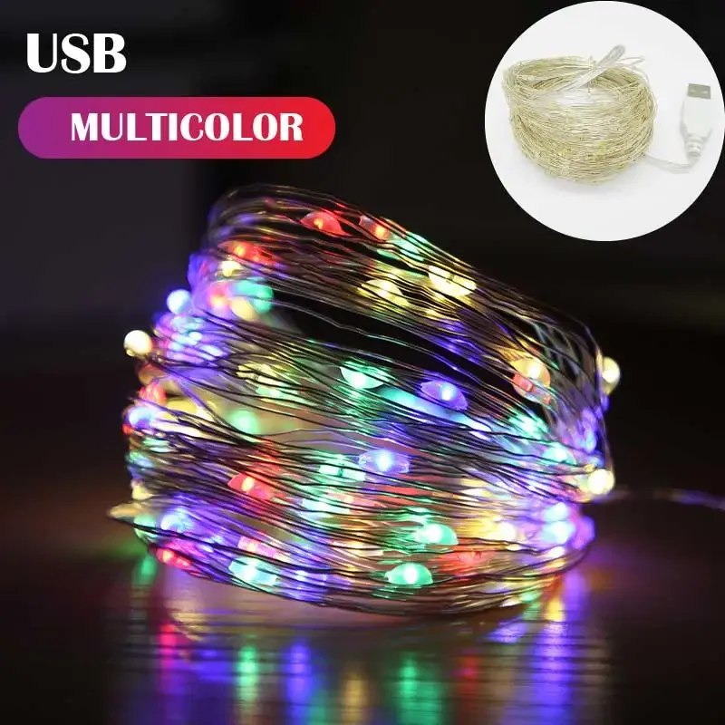 USB-Powered Waterproof LED Fairy String Lights - Copper Wire