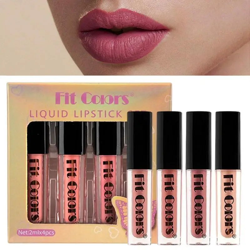 

Nude Lipstick Set 4Pcs Neutral Nude Nourishing Glossy Lip Gloss High Pigmented Nourishing Glossy Lipgloss Easy To Pigment