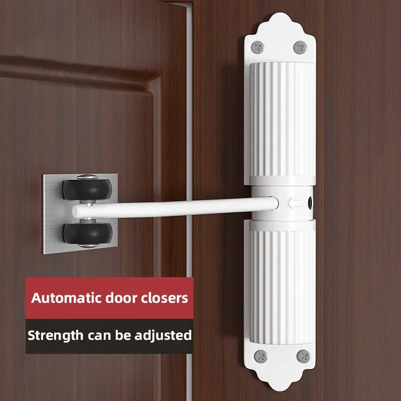 Door Closer White Home Cushion Automatic Spring With Roller Automatic Closing Tool door closer