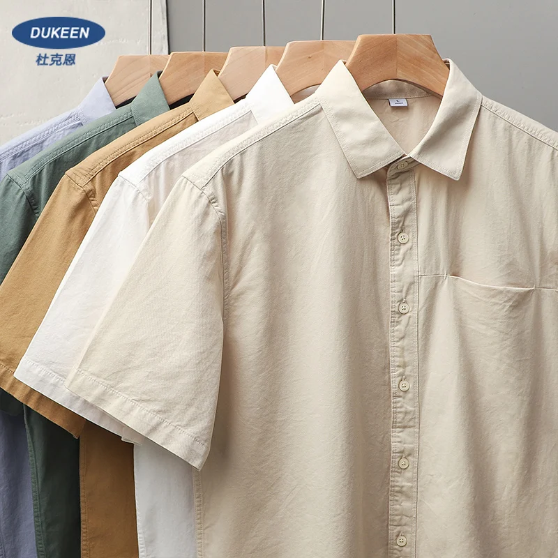 Cotton Shirt Short-Sleeved Mens Summer Retro Solid Color casual short sleeved shirt,short sleeved shirt,button down shirt