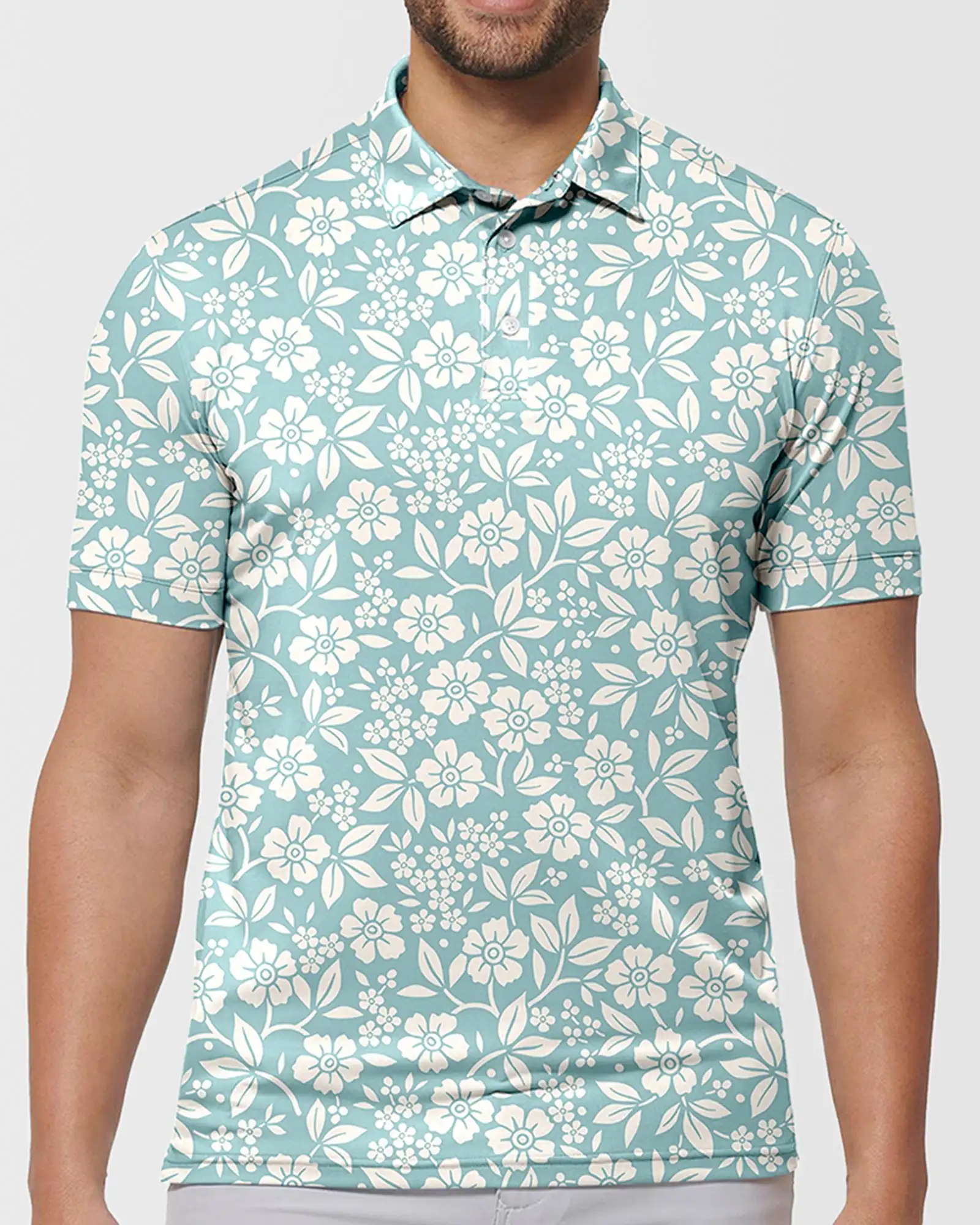 

Relaxed Blue Floral Polo T-Shirts Art Print Trending Shirt Summer Short-Sleeve Custom Clothing