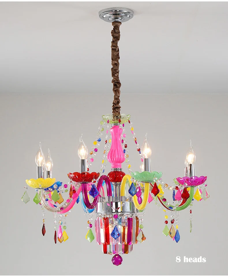 white chandelier Colorful crystal chandelier pink, green, purple, red, blue living room bedroom dining room girl children's room chandelier small chandeliers