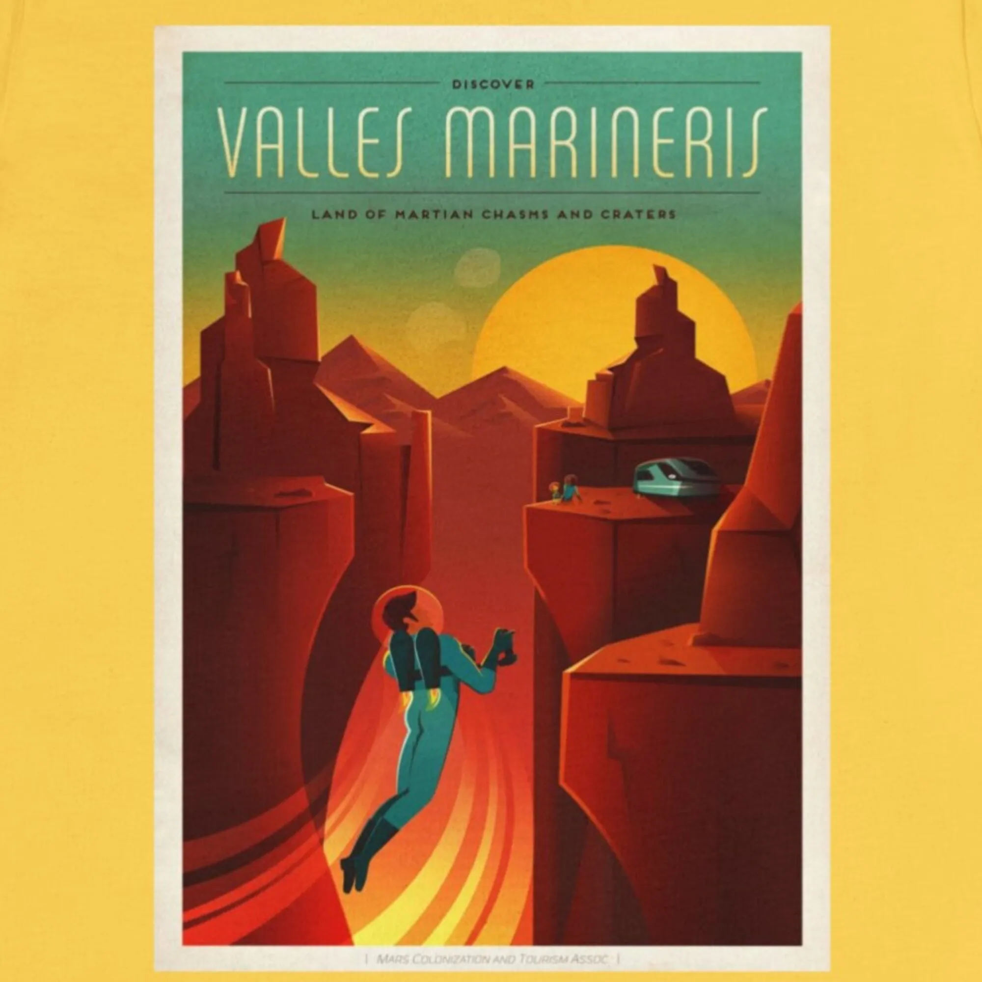 Retro Futurism Mars T Shirt Sci Fi Print Tee Fantasy Space Travel Future Artwork Tourist