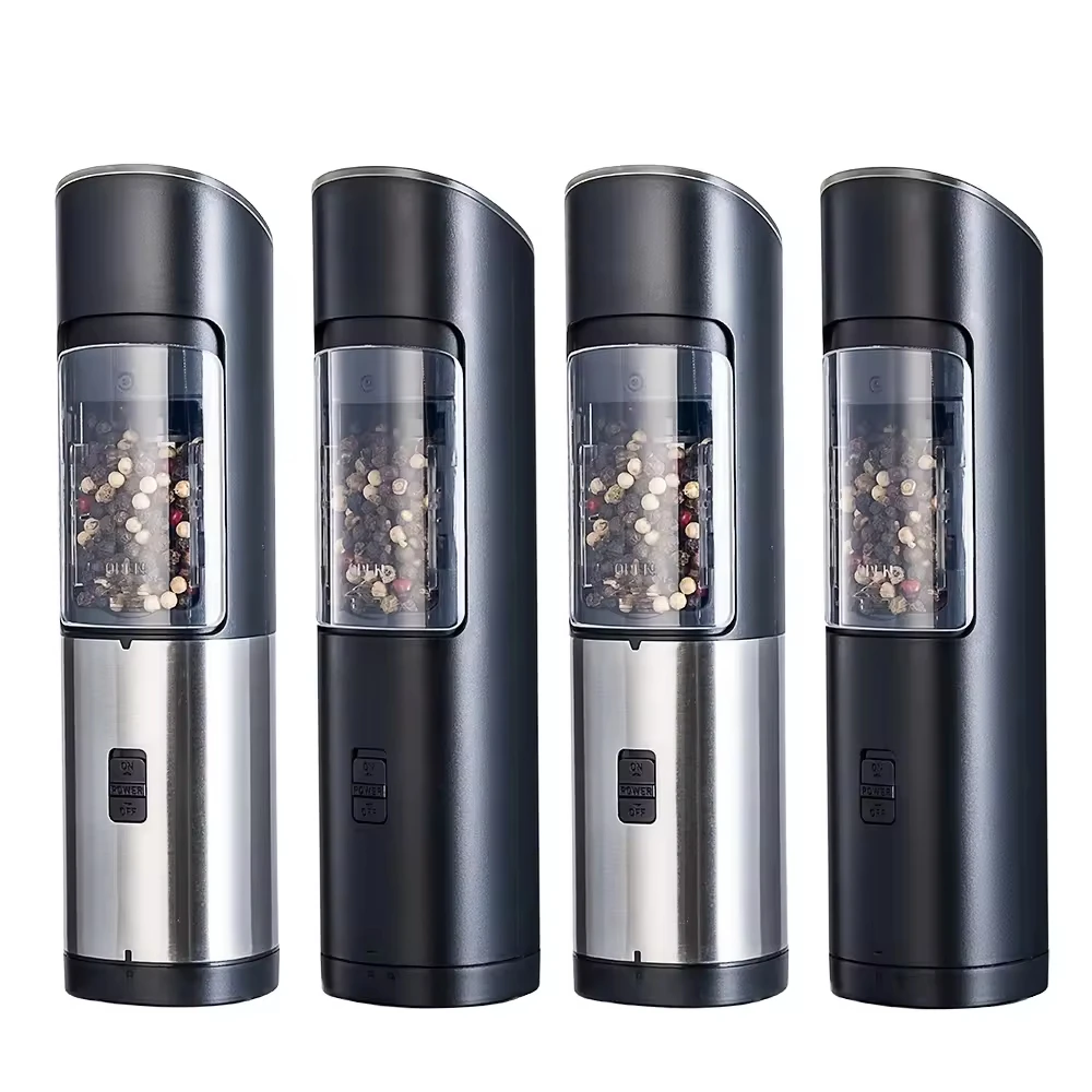 Kitchen Automatic Grinder Spice Mill Battery Operated Adjustable Coarseness Gravity Electric Salt Pepper Grinder Set 2pcs