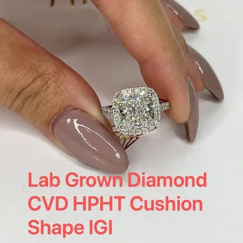 2CT Cushion Cut Lab-Grown Diamond Halo Ring 1