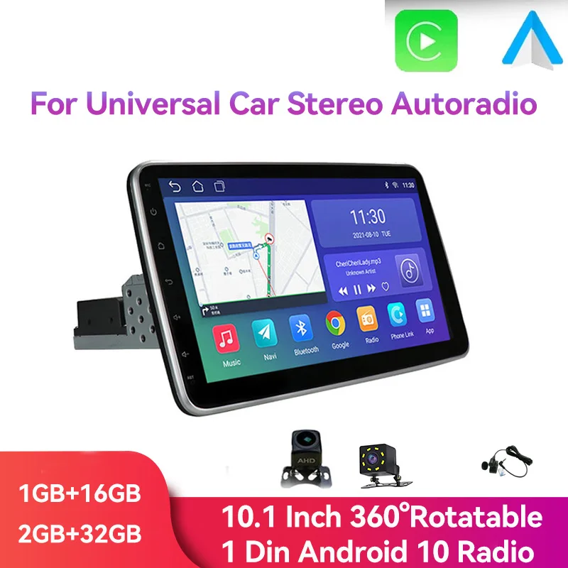 

Ninephi Android CarPlay Car Radio 1din GPS 10Inch Rotation 360° IPS Touch Screen Auto Multimedia Player One Din Autoradio Stereo