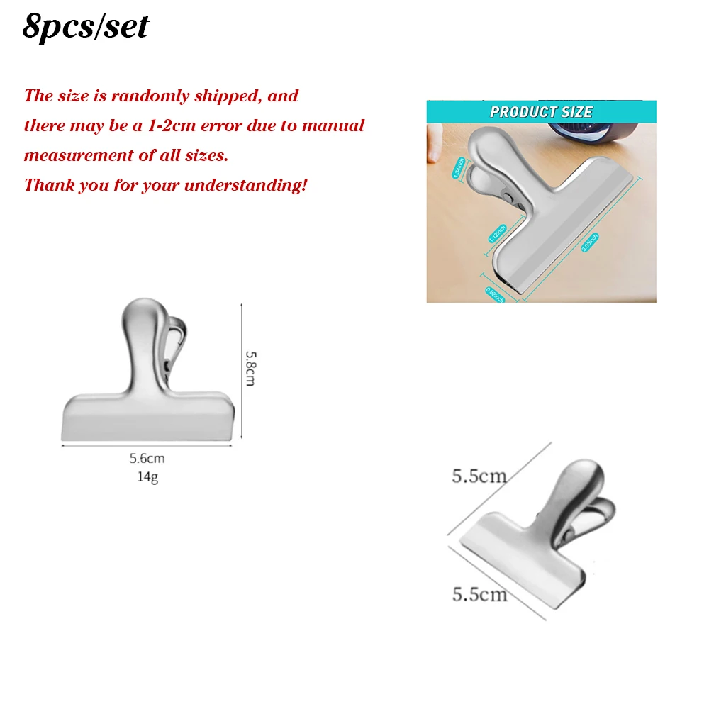 Sealing Clips 8pcs Stainless Steel Food Snack Sealing Pocket Clip Vacuum Fresh-keeping Kitchen Storage Gadgets