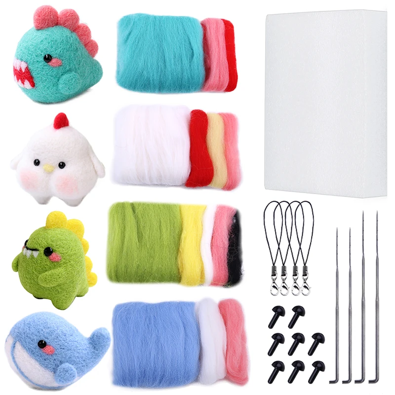 

LMDZ Animal Wool Felt Set DIY Unfinished Material Package Handmade Needle Felt Starter Kit Wool Roving Felting Needle Set