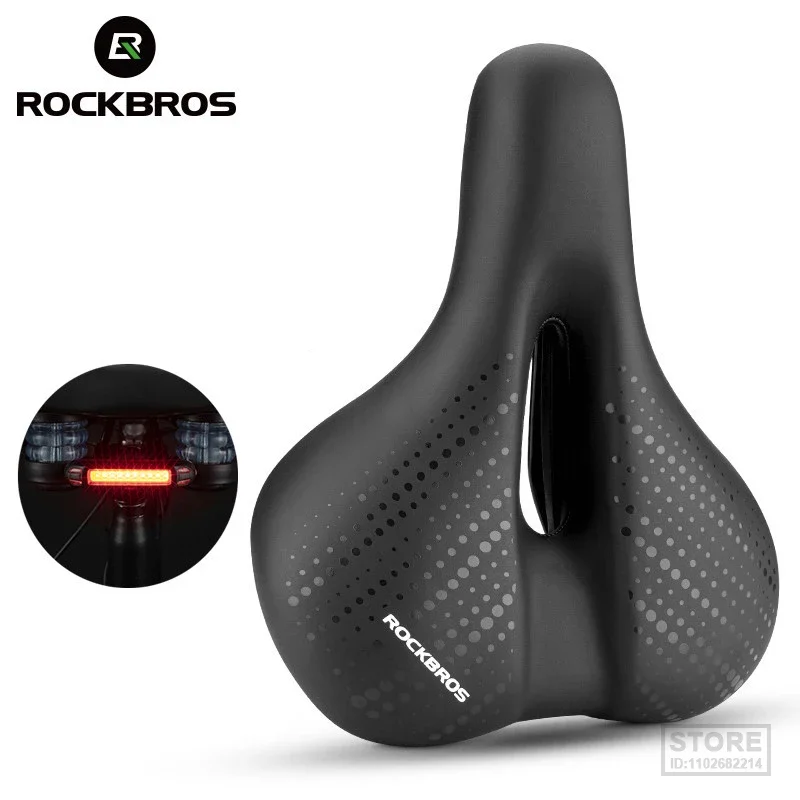 

ROCKBROS Cycling Seat Saddle with Rear light Ultralight Breathable Bicycle Mtb Superlight Bike Accessories