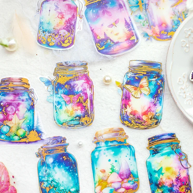 10 Fogli Pet Sticker Bag Wishing Bottle Dream Beautiful Sfondo Decorativo Manuale Adesivi Materiale Scrapbook 155*90Mm