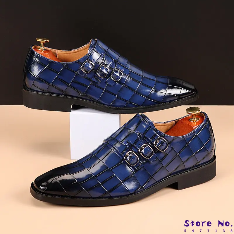 

Men's Casual Business Leather Shoes Mens Buckle Square Toe Dress Office Flats Men Fashion Wedding Party Oxfords EU Size 37-48