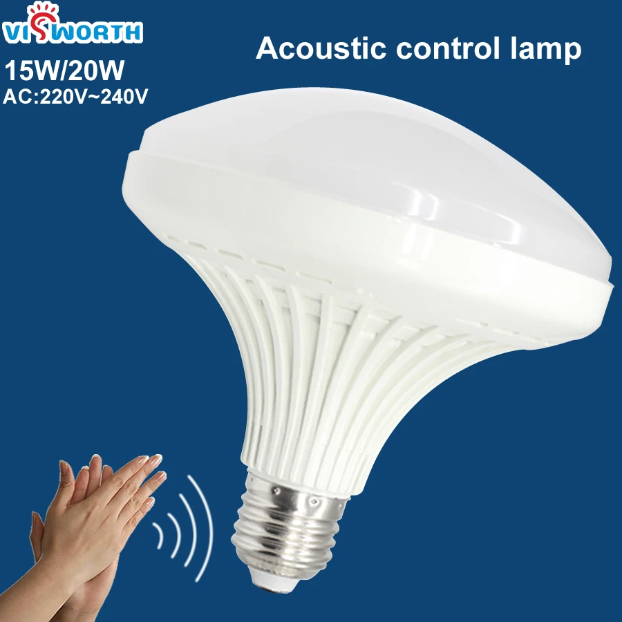 

15W 20W Sound control LED Light sensor bulb Lamp light Voice Activated intelligent LED sensor Cold white 220V 240V Free shipping
