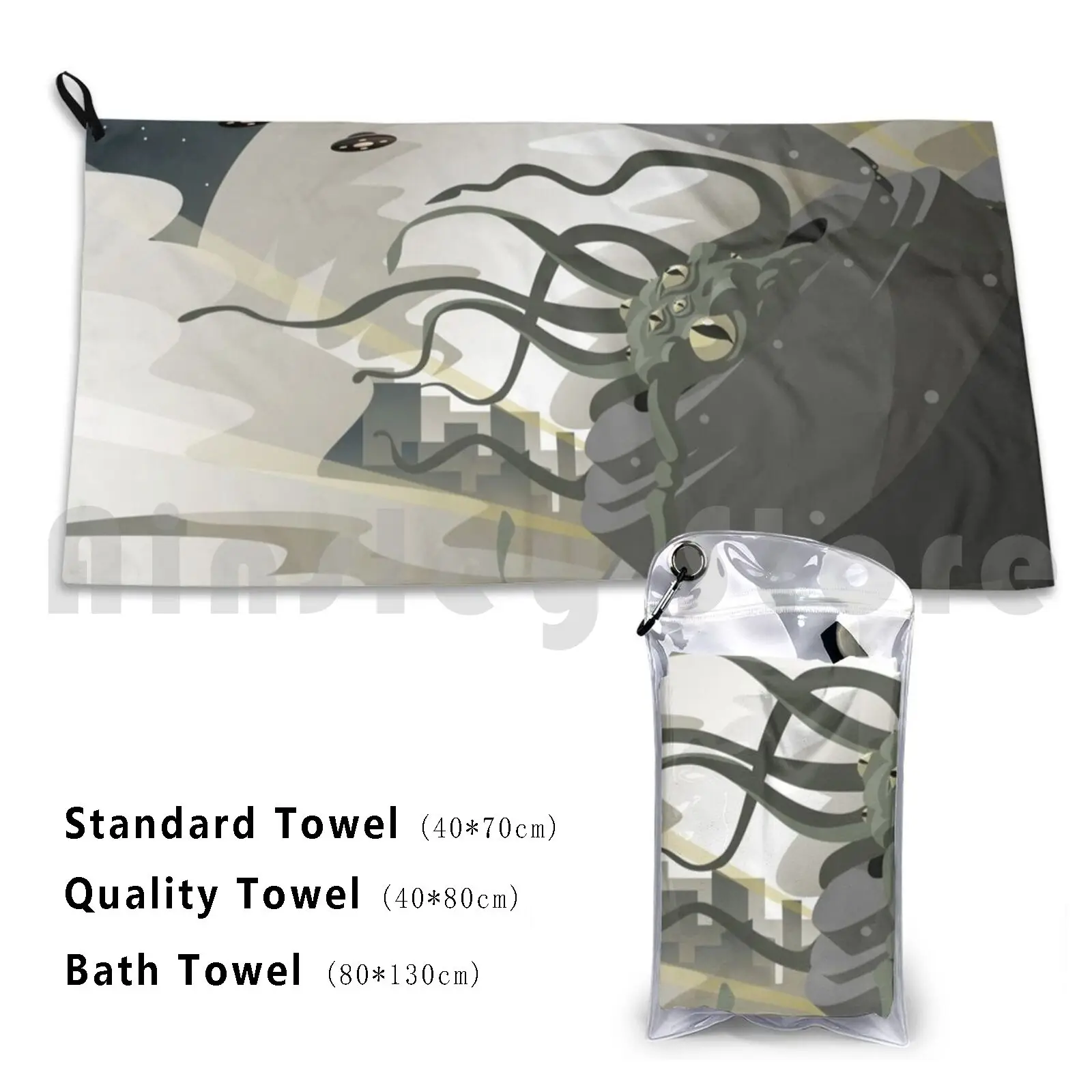 War Of World Space Invader Telo Mare Asciugamano Di Qualità Ad Asciugatura Rapida War World Space Invader Ufo Wells Octopus Monster Creepy