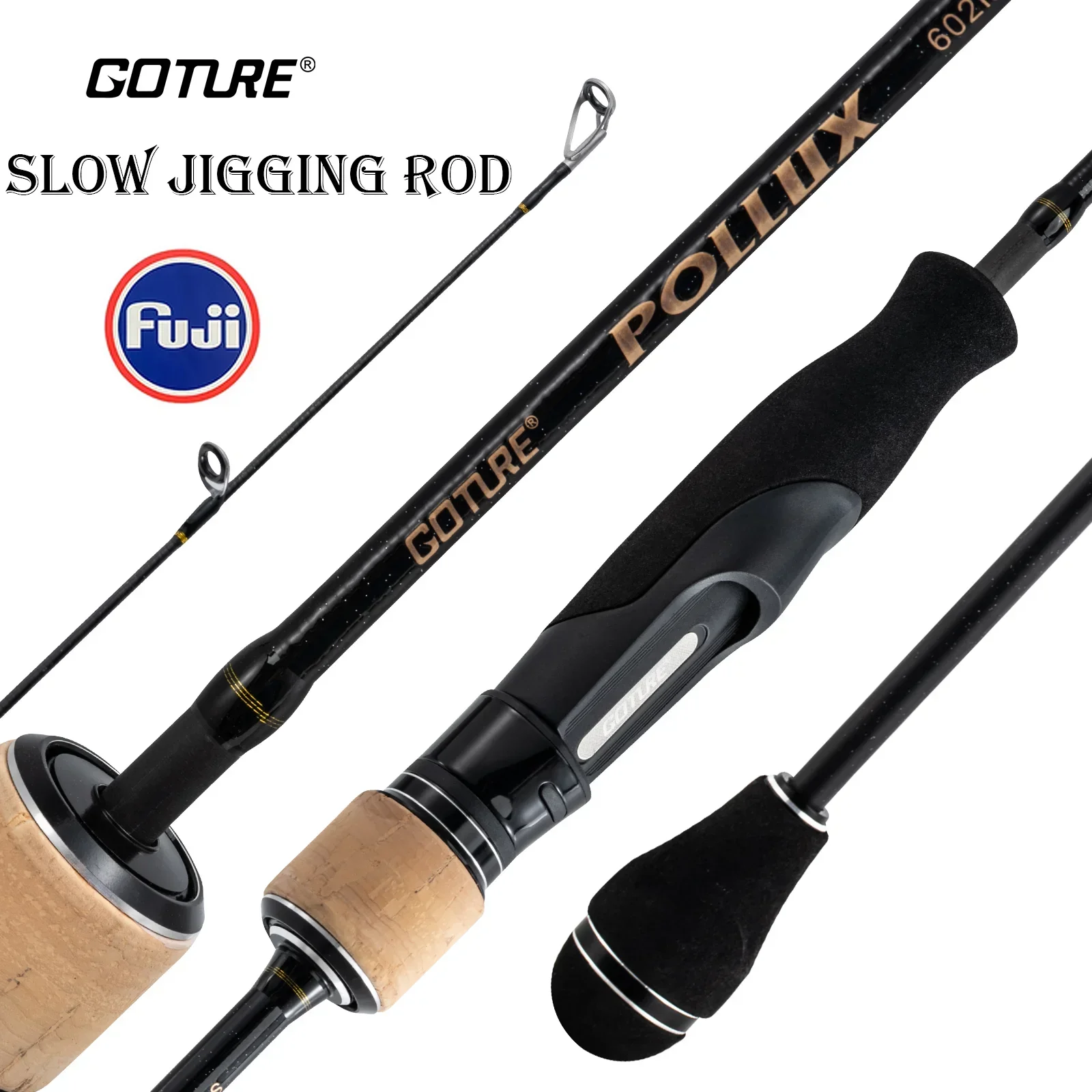 Goture 슬로우 지깅 로드, 스피닝 및 베이트 캐스팅, 30T 후지 링 바다 낚시 보트 낚싯대, ML, M, MH, 폴룩스, 1.83m, 1.98m, 6ft, 6.6ft 