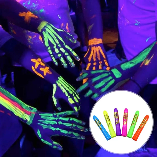 6pcs Halloween Glow Pop In Dark Face Black Light Paint Uv Neon Face & Body  Paint Crayon Kit Fluorescent Makeup Marker Halloween - AliExpress